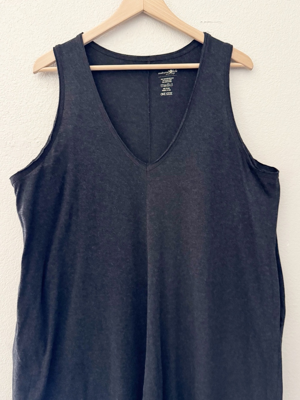 Natural Life Wide leg Jumpsuit One Size Charcoal Sleeveless V Neck Casual Lounge - Picture 7 of 11